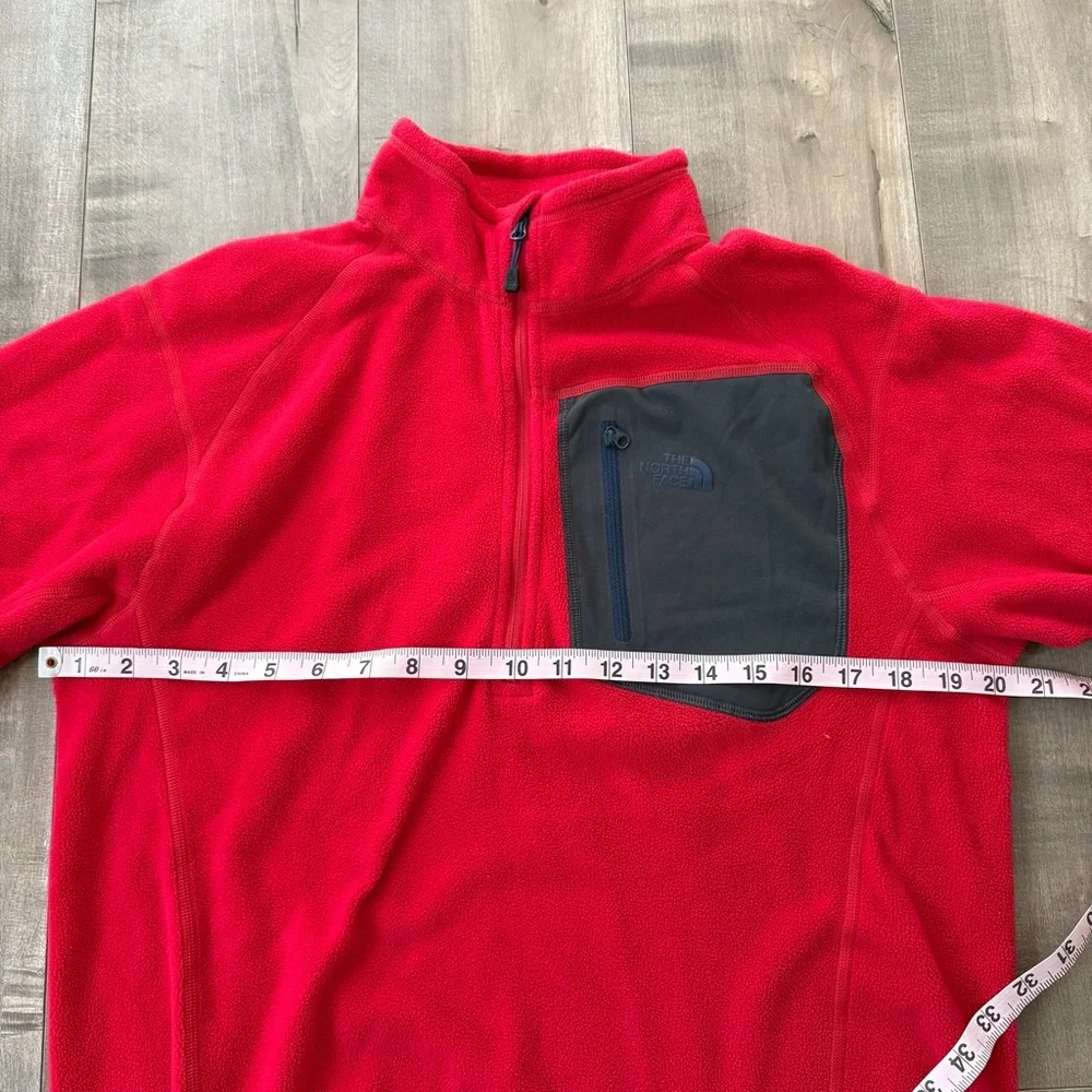 The North Face Polartec Fleece Pullover Quarter‎ Zip Men Small Red Zip Pocket